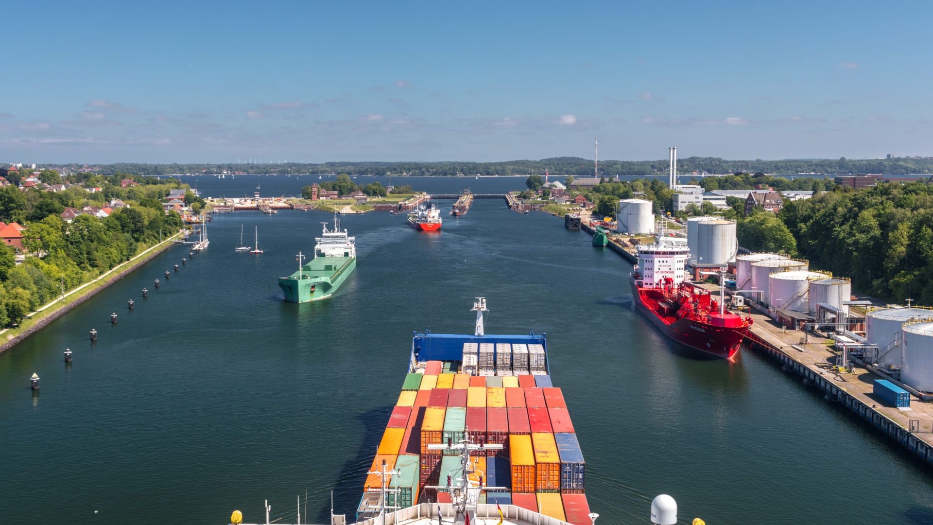 Kiel,,Germany,-,June,2022:,Container,Cargo,Ship,At,The